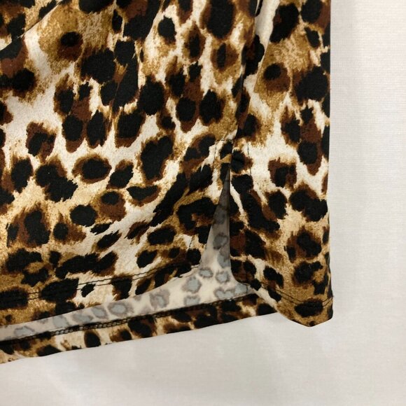 Ellen Weaver size 2X Black Brown Leopard Print Keyhole Stretch Knit Pullover Top - Picture 7 of 10